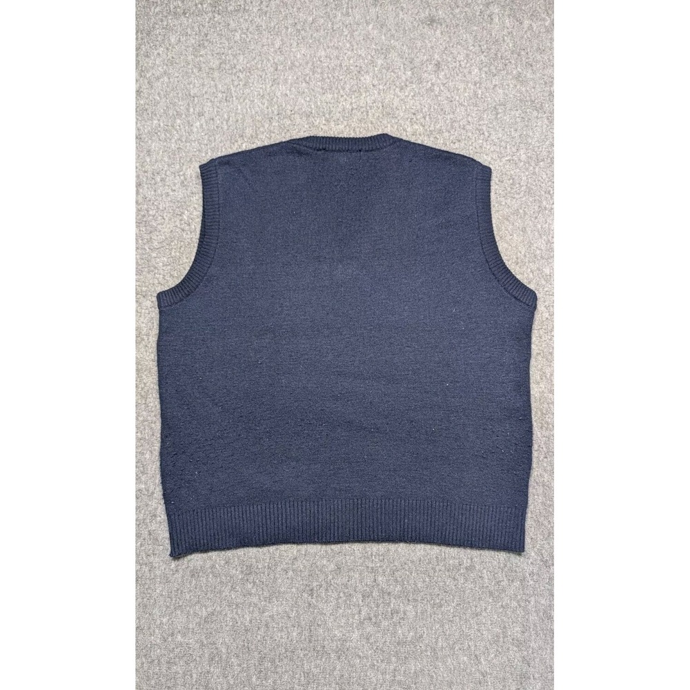 Vtg Sansabelt Sweater Mens Large Blue‎ Grandpa Wool Blend Y2K Preppy Professor - Picture 2 of 11